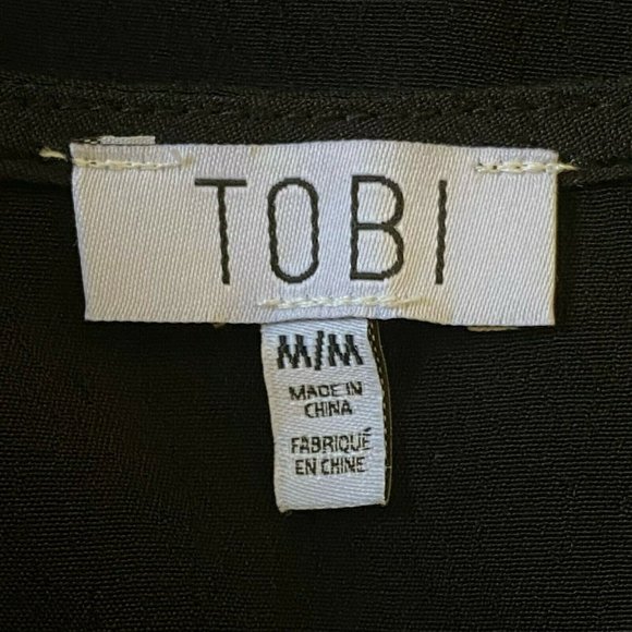 TOBI Women's Size M Open Front Laced Up Cardigan Sweater Long Sleeve Black - Picture 3 of 5